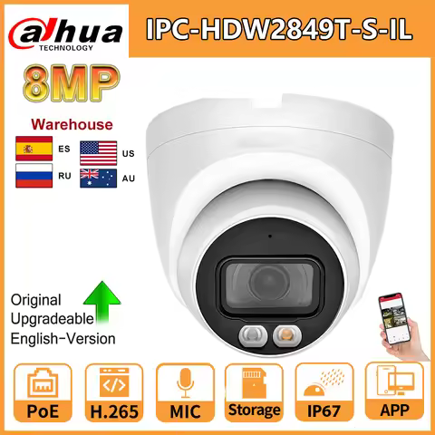 Dahua Camera IPC-HDW2849T-S-IL 8MP Dual Light POE Built-in Mic SD Card Slot 4MP IPC-HDW2449T-S-IL Wi