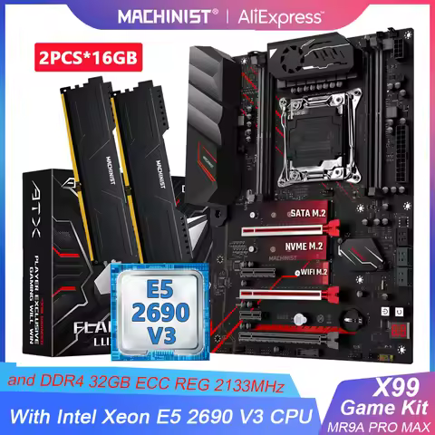 MACHINIST MR9A PRO MAX X99 Motherboard and Set Kit LGA2011-3 Xeon E5 2690 V3 CPU DDR4 32GB memory NV