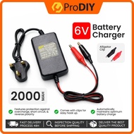6V Battery Charger 2000mah Automatic Smart Charger with Clip Charging Battery Adapter Pengecas Bater