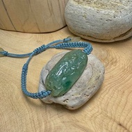 手工雕刻 老油青 飄綠 如意貔貅 冰油青 獨家設計款 天然 緬甸玉