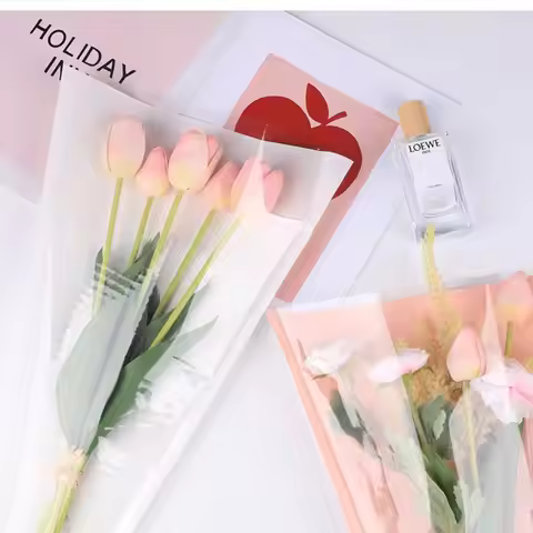 20/30PCS Wrapping Sleeve Rose Packing Sleeve Bag Transparent Single Rose Bouquet Packing Bag Plastic