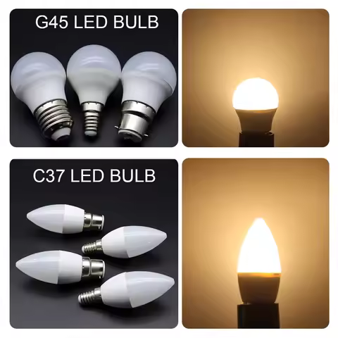 8PCS Factory direct sale led bulb light candle G45 C37 E14 E27 B22 3W 5W 6W 7W AC230V AC110V Led bul