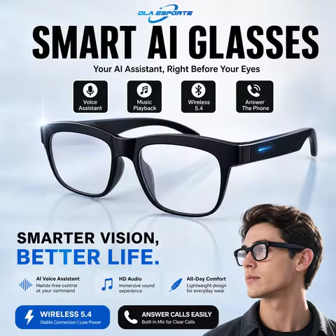 New 2026 Camera AI Smart Glasses Touch Control Photo Recording Translator Voice Assistant Music Wire