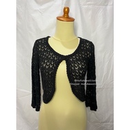 [READY Daily Kawaii Y2K Coquette Mori Goth Vintage Outfit] Jill Marie Outer Bolero Brukat Payet Blac