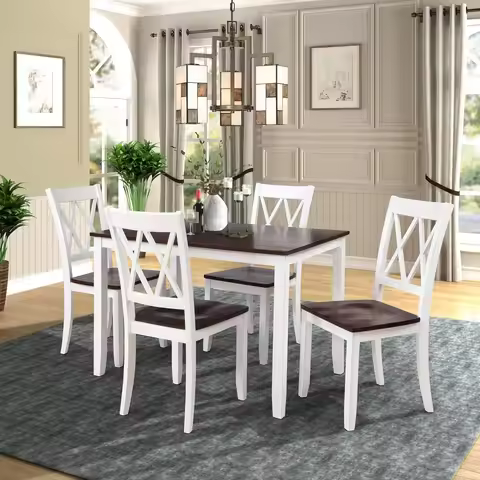 Dining Table Set for 4, Dining Room Set, Kitchen Table Sets, Wood Dining Table and Chairs Set,Home F