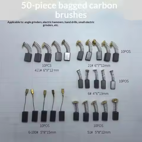 High Quality Carbon Brushes 50Pcs Replacement for Electric Motors 5 Models Use In Power Tool Worksho