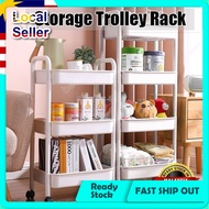 3 Tier Multifunction Storage Trolley Rack Office Shelves Home Kitchen Rack With Wheel Rak Troli