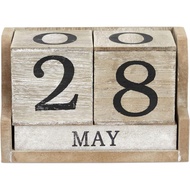 Wooden Perpetual Block Calendar for Desk, Wood Month Date Display Blocks for Teachers, Students, Cla