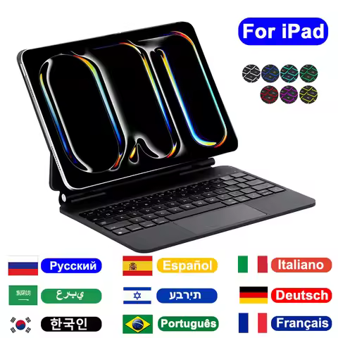 Smart Folio Magic Keyboard For iPad Air 11 13 inch M2/M3/M4,Backlight Keyboard For iPad Air 4 5,iPad