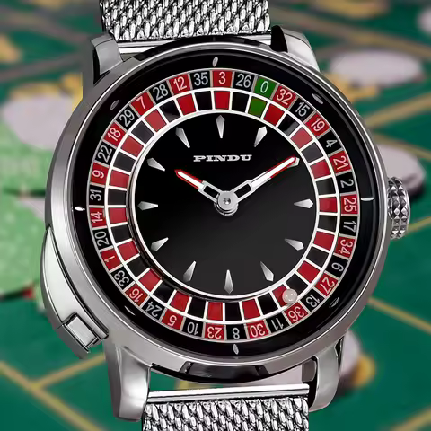 PINDU Men's Mechanical Fashion Watch NH35 Roulette Men's Top Brand Luxury Rotating Roulette Sapphire
