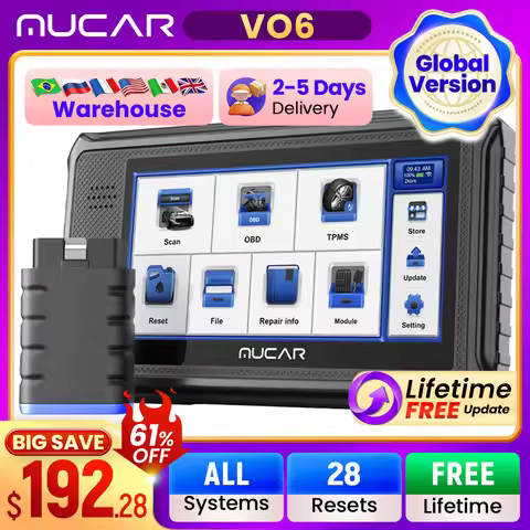 THINKCAR MUCAR VO6 Professional Car Diagnostic Tools Full System 28 Resets Oil DPF BRAKE ETS Lifetim