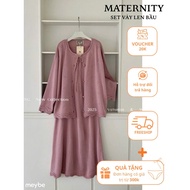 Meybe long-sleeved knitted maternity dress set of high-quality loose knitted wool dress for pregnant