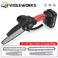 Happylife Cordless Electric Saw Chainsaw With 4 Inch/6 Inch Guide Plate &amp; Saw Chains