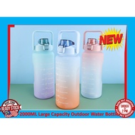 Water Bottle 2000ml Botol Air BPA Free Water Bottle 2L Sport Bottle Gradient Color 2L Botol Air (BOT