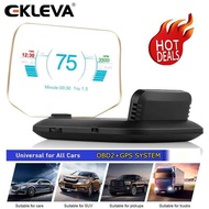 EKLEVA ใหม่ล่าสุด Head Up แสดง OBD อิเล็กทรอนิกส์รถยนต์ HUD จอแสดงผล Speedometers C1 Overspeed คำเตื