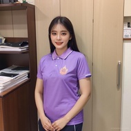 เสื้อ เสื้อโปโล ม่วง ผ้าไมโครไดเทค พิมพ์ลาย  สีม่วงพระเทพ