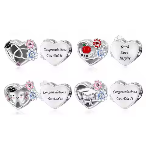Fit Original Charm Bracelet 925 Silver Teach Love Teacher Dentist Nurse Book Scroll Bead For Making 