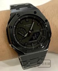 【威哥本舖】G-Shock 全新不鏽鋼改裝實品 GA-2100改裝 黑魂 GA-2100-1A1 已改含錶（全黑款）