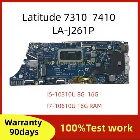 FDX40 LA-J261P For Dell Latitude 7310 7410 Laptop Motherboard with I5-10310U/I7-10610U CPU 8GB/16GB 