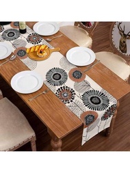 1入組蒲公英桌布亞麻農舍復古桌布，適用於廚房咖啡春夏假日餐廳家居客廳裝飾