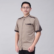 Baju Koko Pria Lengan Pendek Motif Yisunsin Warna Coklat