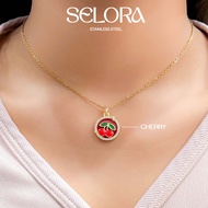 Aelin.bkk Stainless Steel Necklace Gold cherry Luxurious Design