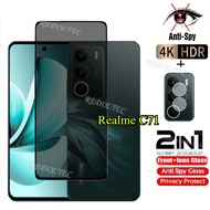Realme C71 Private Tempered Glass Anti-Spy Full Cover Screen Protector Anti Peek 2in1 Privacy Film +