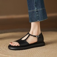 Round Toe Flat Heels Women's Flat Strap Hollow