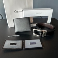 Calvin Klein 3pcs SET: Belt, Wallet and Cardholder Set BLACK (ORIGINAL)