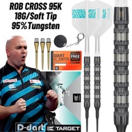 TARGET SOFT TIP DARTS - 18G ROB CROSS 95K 95% TUNGSTEN DART SET ORIGINAL DART