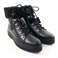 【日本直送 中古美品】未使用品 トッズ TOD'S ブーツ レースアップブーツ ファー レザー ブラック サイズ40 1/2