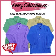 KEMEJA SEKOLAH PENGAWAS LENGAN PANJANG BIRU HIJAU KUNING PINK PURPLE SIZE 1422  (SCHOOL UNIFORM) (PA