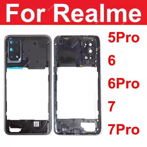 Middle Frame Housing For Realme 5 Pro 6 Pro 7 Pro Middle Frame Bezel Cover with Side Button Camera L
