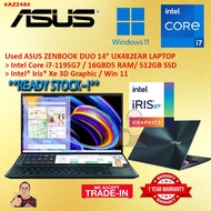 #AZ248 USED ASUS ZENBOOK DUO UX482EAR Intel i7-1195G7 16GBD5 512GB SSD Intel Iris XE Dual Touch Scre