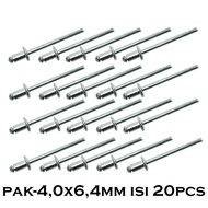 EELIC PAK-4.0X6.4MM CONTENTS 20 PCS RIVET NAILS 4.0X6.4MM RIVET PLIERS NAILS RIVETS MADE FROM HIGH Q