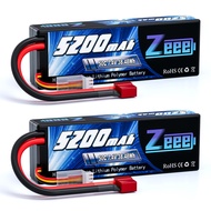 Zeee 7.4V Lipo Battery 2S 50C 5200mAh Lipos Hard Case with Dean-Style T Connector for RC Car Trucks