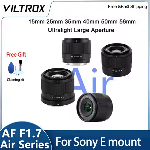 VILTROX Air 15mm 25mm 35mm 40mm 50mm 56mm F1.7 AF Series Ultralight Large Aperture Lens for Sony E Z