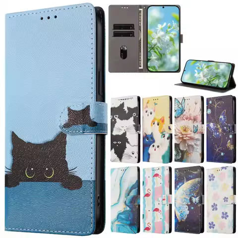 For Telstra T-Elite 5G Case Flip Wallet Holder Case on for Telstra T-Elite 5G Cover Cute Cat Animal 