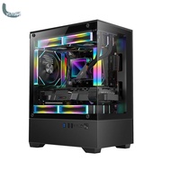 YUYIN4 เคสคอมพิวเตอร์กระจกใส270องศาเคส PC Tower สำหรับ M-ATX เมนบอร์ด ITX CPU Water Cooler SSDx1 + H
