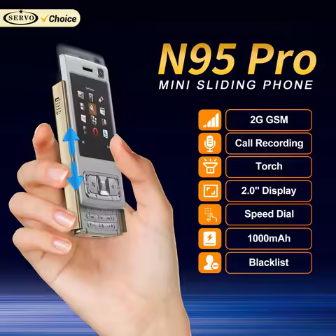SERVO N95 PRO Slider Mobile Phone 2 SIM Call Recording Speed Dial Magic Voice Video Player Flashligh