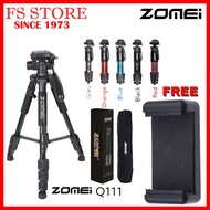 ZOMEI ORIGINAL TRIPOD Q111 56 INCH LIGHTWEIGHT CAMERA ALUMINIUM TRIPOD FREE HANDPHONE HOLDER