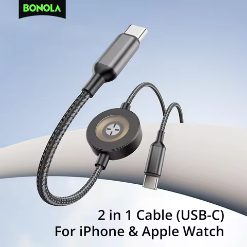 Bonola 2 in 1 Watch Wireless Charger for Apple Watch Ultra/9/8/7 60w Fast Charging Type C to C Cable