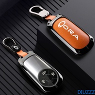 Zinc Alloy Leather Car Smart Key Cover Case Shell Fob for Car Key Chain Case Cover Holder Key Ring F