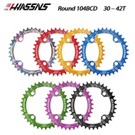 HASSNS Chainring 104BCD Round Narrow Wide Chainring MTB Bicycle 32T 34T 36T 38T Bike Crankset