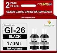 Compatible GI-26 Ink Refill Bottle (2 Black) Replacement for Canon GI26 Ink Bottles GI26 26 for Cano