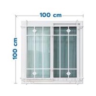 หน้าต่างบานเลื่อน UPVC เหล็กดัด HOFFEN 100x100 ซม. สีขาว (1270870)