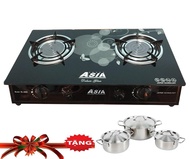 Bếp gas hồng ngoại Asia 2 vòng nhiệt (Hoa văn ngẫu nhiên) tặng bộ nồi inox