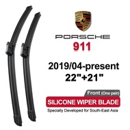 silicone car wiper for Porsche 911 2019-present(992)2018 2017 2016 front Windshield Wiper Blades Set