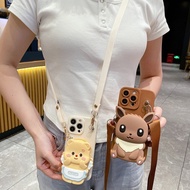 Angel Bear Zipper Wallet Lanyard Phone Case for VIVO Y21D Y04 Y29 Y39 Y19S V60 V50 V40 Lite V30e V29