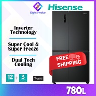 [FREE DELIVERY] HISENSE Refrigerator 780L Inverter Side by Side Fridge | RS869N4ABV Peti Sejuk